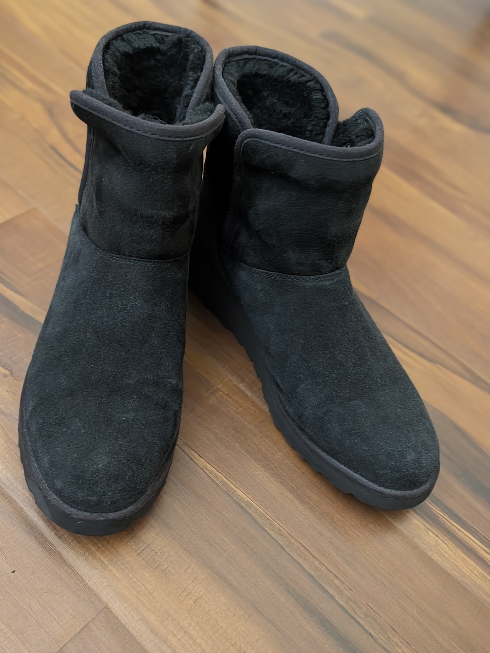 UGG Black Suede Cozy Winter Ankle Boots - Women's